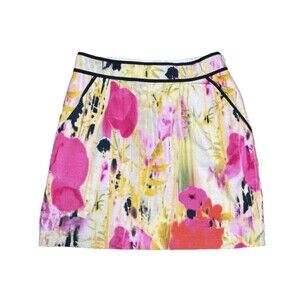 Anthropologie Tabitha Poppy Rain Floral Pink Skirt Pockets Mini Women's Sz 6